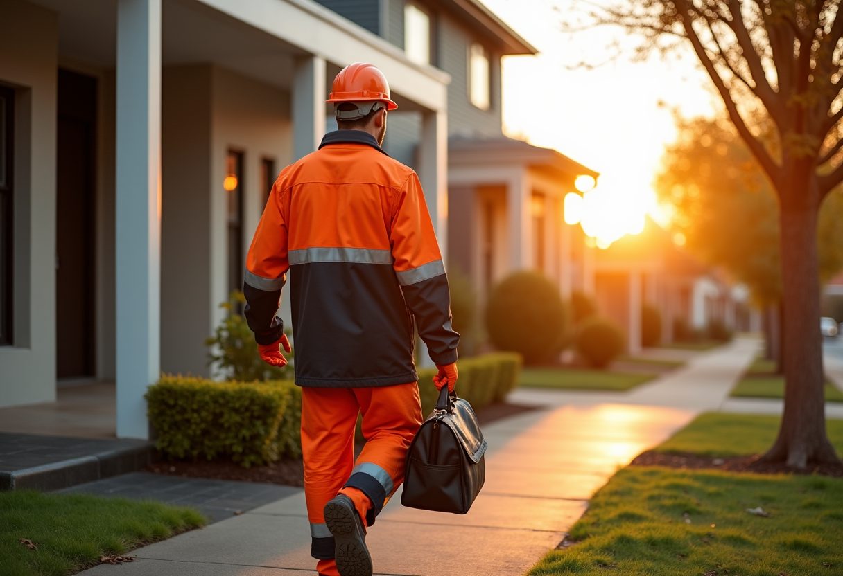 Locksmith arriving at a Sydney home at sunrise — Quakers Hill
